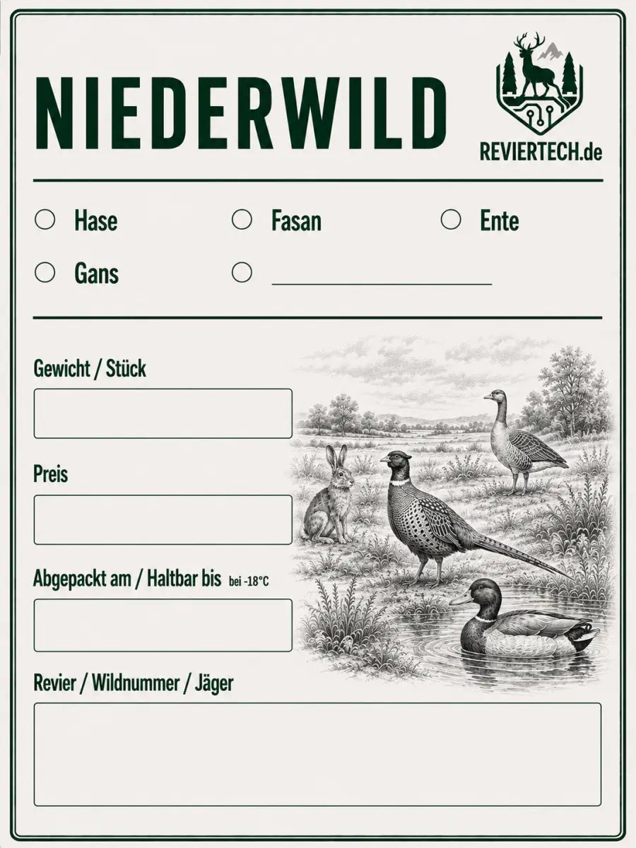 Wildbretetikett Niederwild- reviertech.de