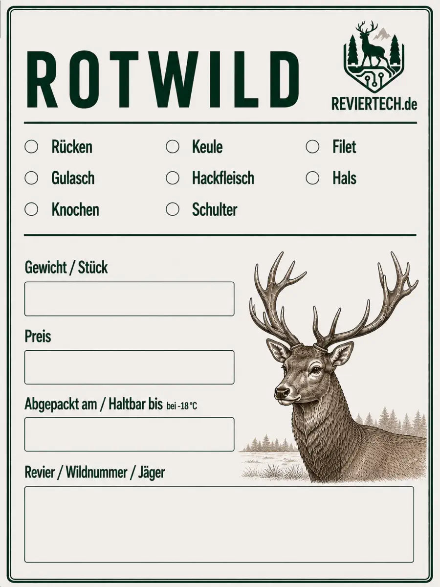 Wildbretetikett Rotwild - reviertech.de