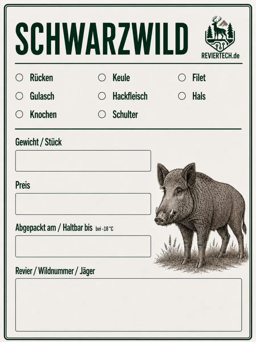 Wildbretetikett Schwarzwild - reviertech.de
